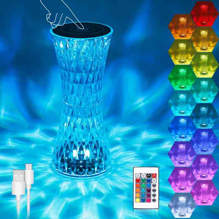 Crystal Table Lamp RGB 16 Colors & 4 Modes Diamond Lamp